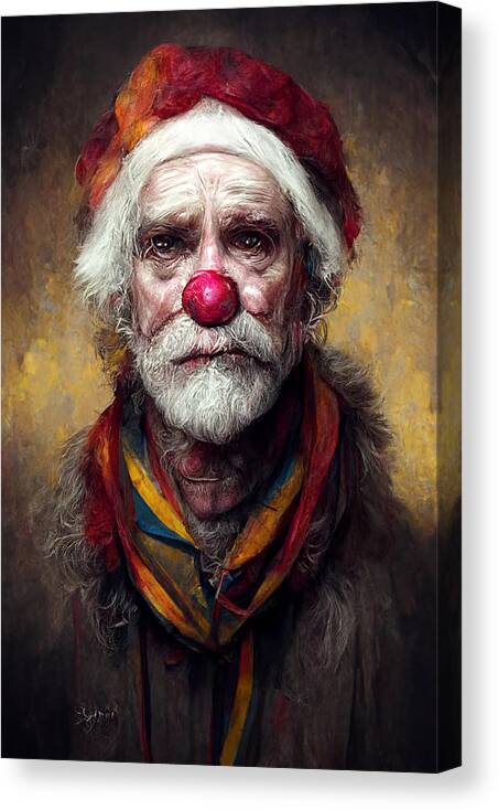 Santa Clown Canvas Print featuring the digital art Santa Clown by Trevor Slauenwhite