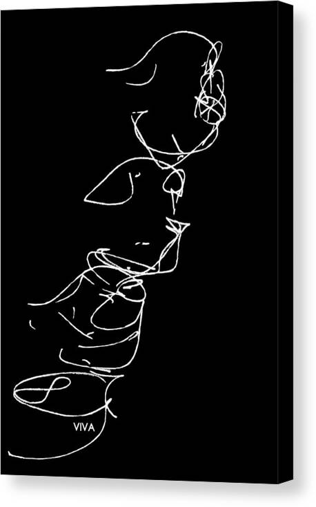 Abstract B-w Canvas Print featuring the painting Uther Dancing in Moonlight by VIVA Anderson