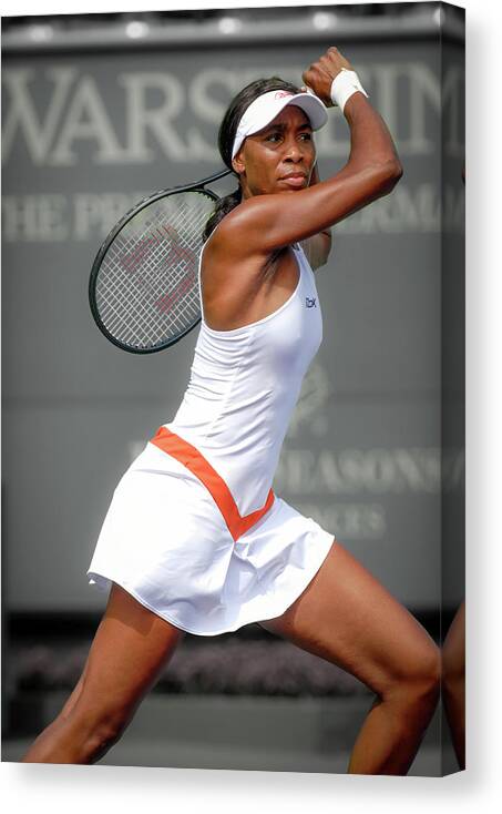 Venus Williams At The 2007 Sony Ericsson Ope In Miami Canvas Print featuring the photograph Venus Williams by Lou Novick