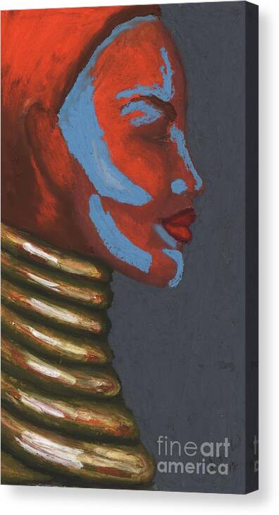 Portrait Canvas Print featuring the pastel Tribal Silhouette by Alga Washington