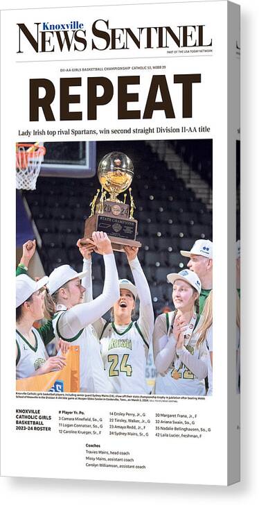 Tennessee Canvas Print featuring the digital art 2024 Tennessee Division II Class AA Girls Basketball State Championship Cover by Gannett
