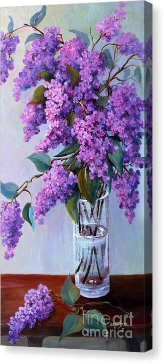 Flowers Canvas Print featuring the painting It is Lilac Time by Marta Styk