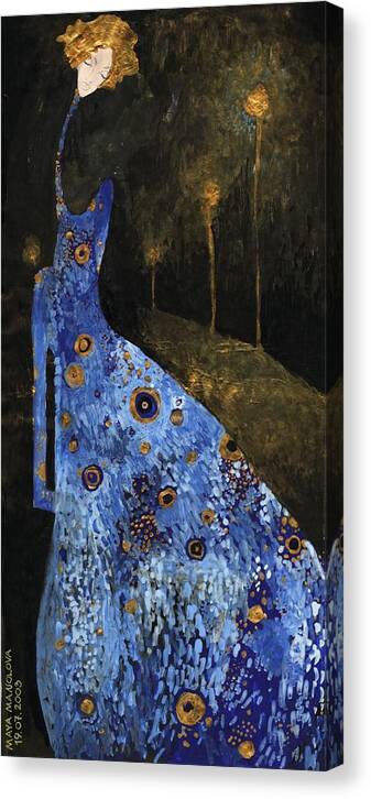 Blue Canvas Print featuring the painting Blue dreams by Maya Manolova