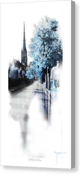 East Road Canvas Print featuring the digital art East Road in winter by Joe Tamassy