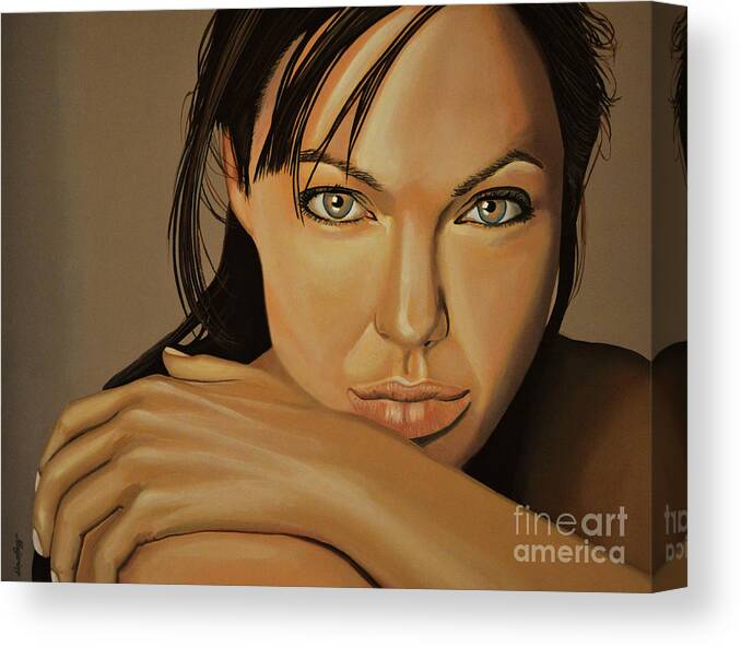 Angelina Jolie Canvas Print featuring the painting Angelina Jolie 2 by Paul Meijering