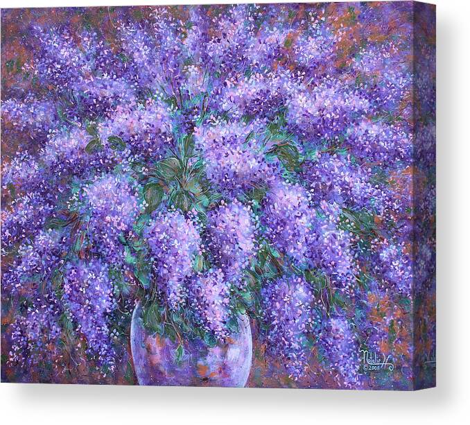 Flowers Canvas Print featuring the painting Scented Lilacs Bouquet by Natalie Holland