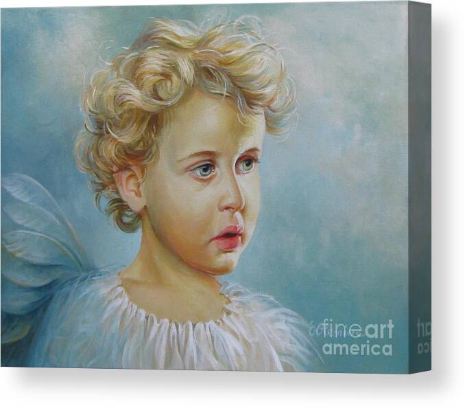 Angel Canvas Print featuring the painting Angel #2 by Elena Oleniuc