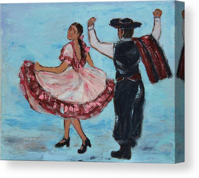 South America Canvas Print featuring the painting Argentinian Folk Dance by Xueling Zou