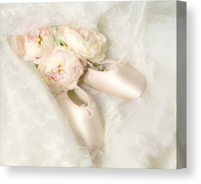 Shabby Chic Prints Canvas Print featuring the photograph Ballet Shoes by Theresa Tahara