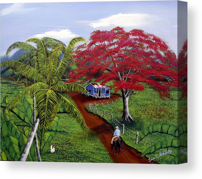 Country Living Canvas Print featuring the painting Campo Alegre by Luis F Rodriguez