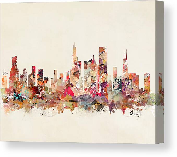 Chicago Illinois Skyline Canvas Print featuring the painting Chicago Illinois #1 by Bri Buckley