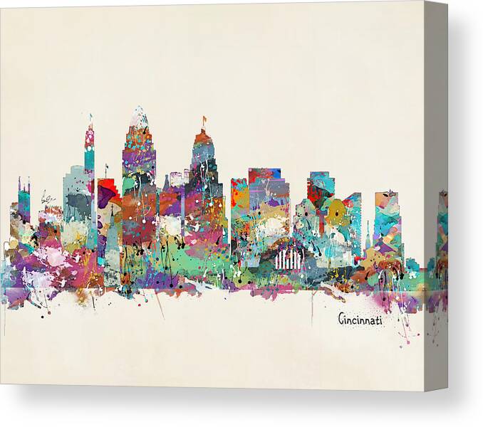 Cincinnati Ohio Skyline Canvas Print featuring the painting Cincinnati Ohio Skyline #1 by Bri Buckley