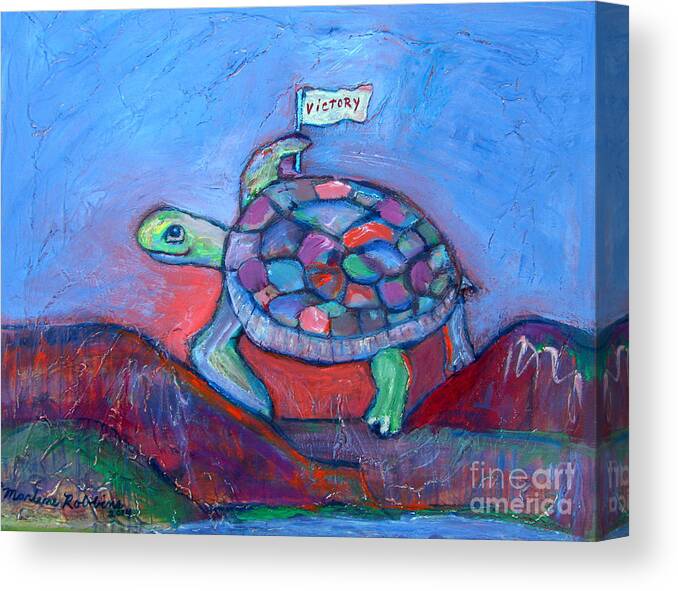 Turtle Canvas Print featuring the painting Climb Every Mountain #1 by Marlene Robbins