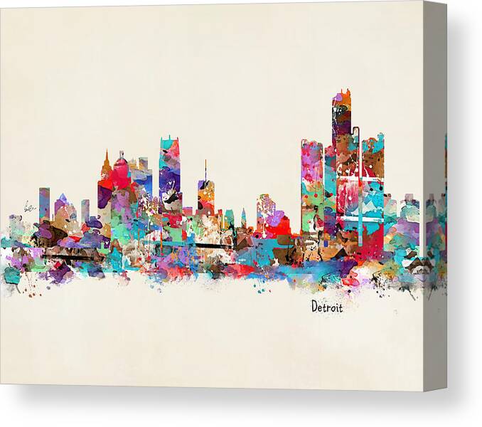 Detroit Canvas Print featuring the painting Detroit Michigan #1 by Bri Buckley