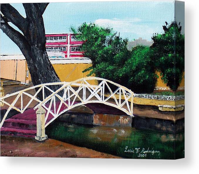 Park In Aguadilla Canvas Print featuring the painting El Parterre #2 by Luis F Rodriguez