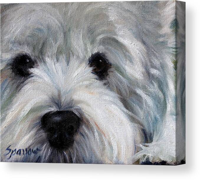 Westie Canvas Print featuring the painting Eyes for You #1 by Mary Sparrow