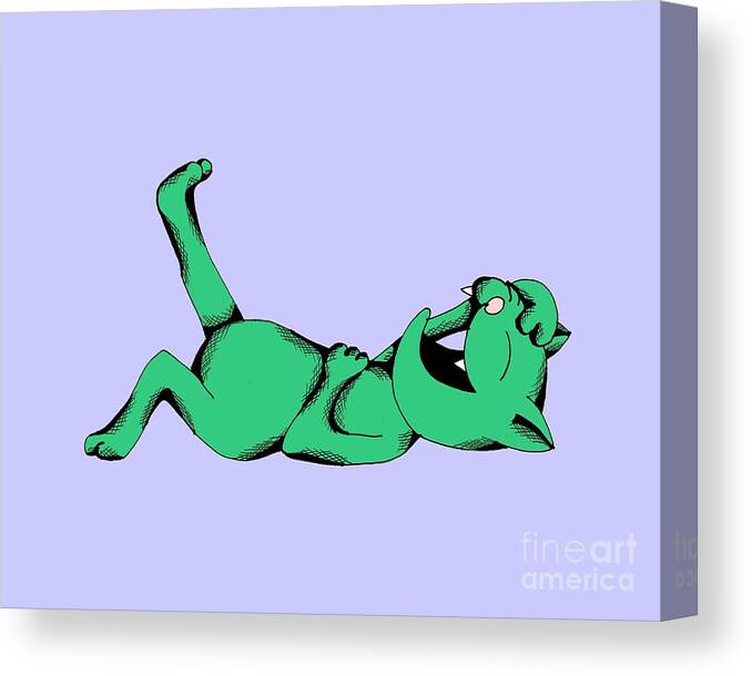Cartoon Canvas Print featuring the photograph Jerry Cat Laughing #1 by Pet Serrano