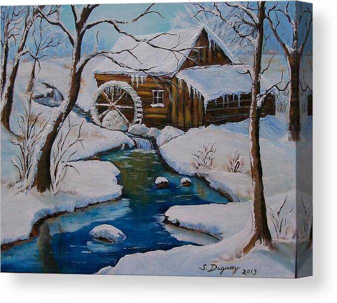 River Canvas Print featuring the painting Old Grist Mill #2 by Sharon Duguay