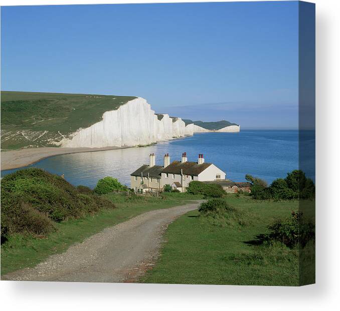 Cliff Canvas Print featuring the photograph Seven Sisters Chalk Cliffs #1 by Martin Bond/science Photo Library