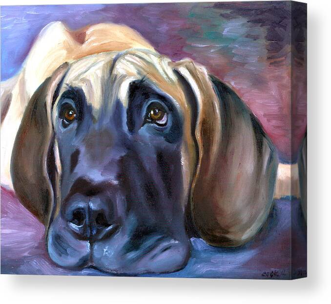 Great Dane Canvas Print featuring the painting Soulful - Great Dane #1 by Lyn Cook