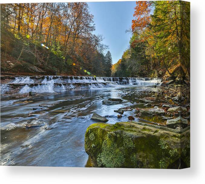 Background Canvas Print featuring the photograph Squaw Rock - Chagrin River Falls #3 by Jack R Perry