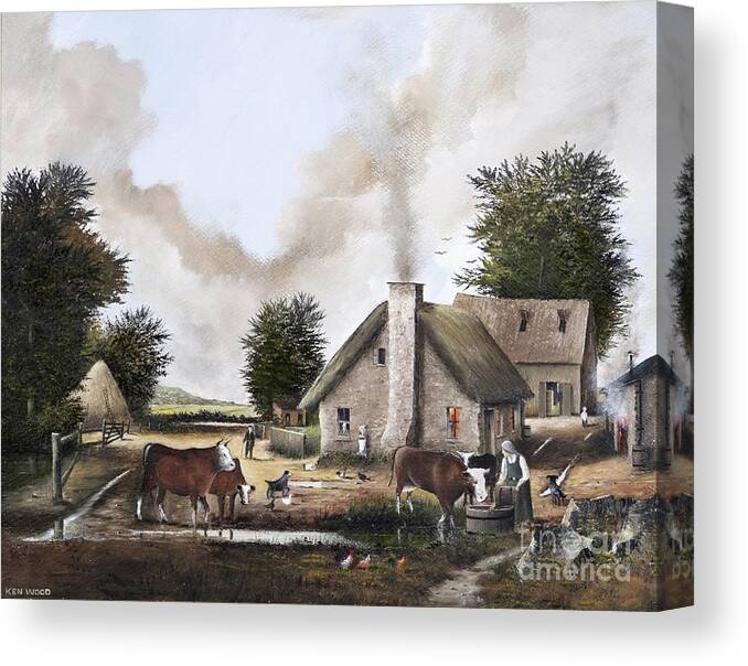 Countryside Canvas Print featuring the painting The Farmyard by Ken Wood