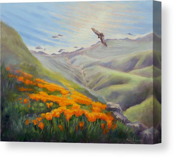 California Condor Canvas Print featuring the painting Through the Eyes of the Condor #1 by Karin Leonard