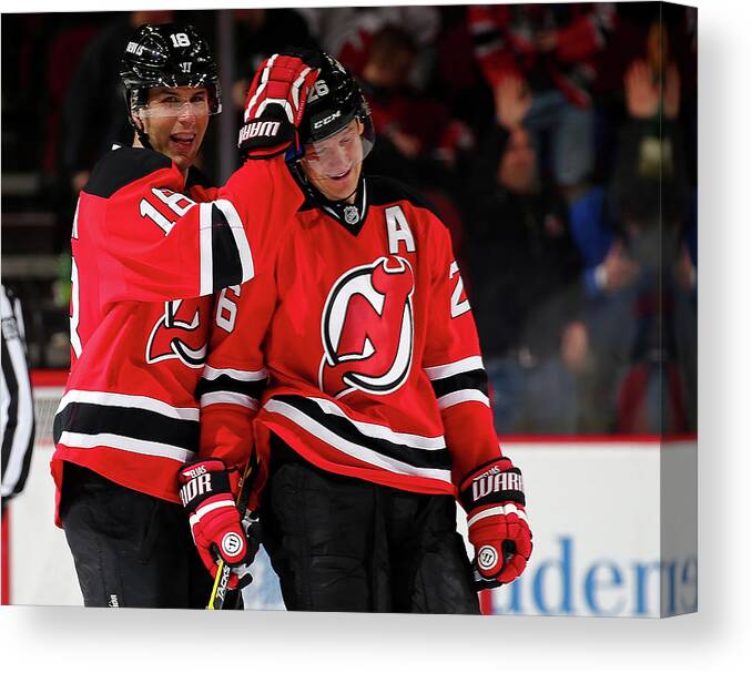 National Hockey League Canvas Print featuring the photograph Vancouver Canucks V New Jersey Devils #1 by Elsa