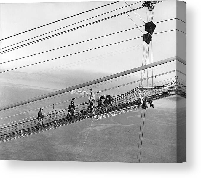 1937 Canvas Print featuring the photograph Golden Gate Bridge Work #12 by Underwood Archives