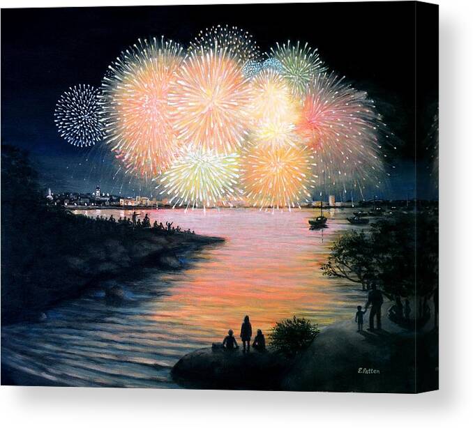 Gloucester Canvas Print featuring the painting 4th of July Gloucester Harbor by Eileen Patten Oliver