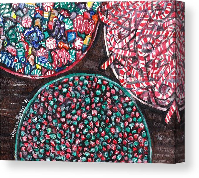 Christmas Canvas Print featuring the painting Christmas Candy by Shana Rowe Jackson