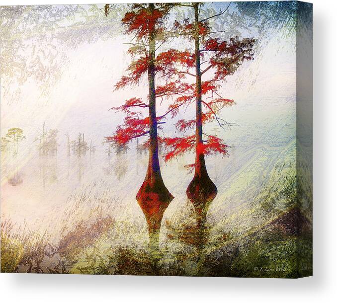 Photo Art Canvas Print featuring the digital art Cypress Abstract #2 by J Larry Walker
