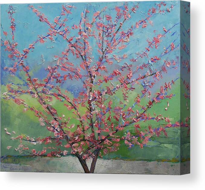 Eastern Canvas Print featuring the painting Eastern Redbud Tree #2 by Michael Creese