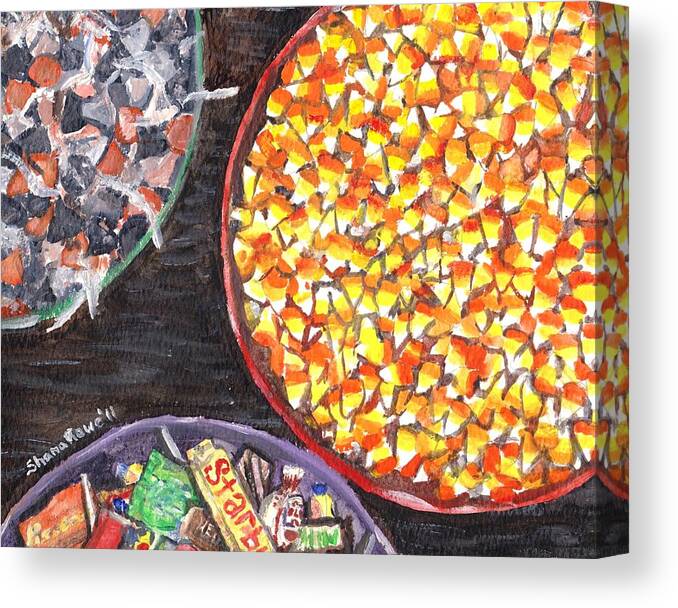 Halloween Canvas Print featuring the painting Halloween Candy by Shana Rowe Jackson