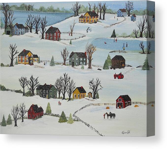 Snow Canvas Print featuring the painting Snow Day by Virginia Coyle