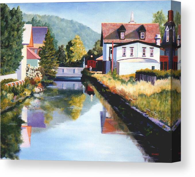Lambertville Canvas Print featuring the painting View Along the Canal by Robert Henne