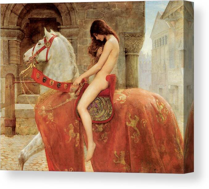 Lady Godiva Canvas Print featuring the painting Lady Godiva by John Collier