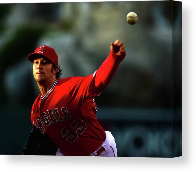 People Canvas Print featuring the photograph Oakland Athletics V Los Angeles Angels by Harry How People Canvas Print featuring the photograph Oakland Athletics V Los Angeles Angels by Harry How