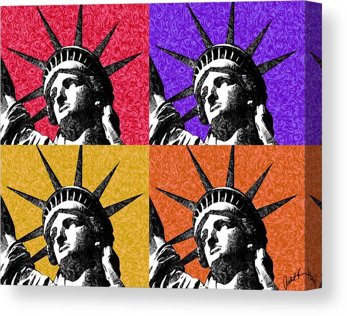 Prints Canvas Print featuring the painting 4 Starry Night Statue of Liberty Print by Robert R Splashy Art Abstract Paintings