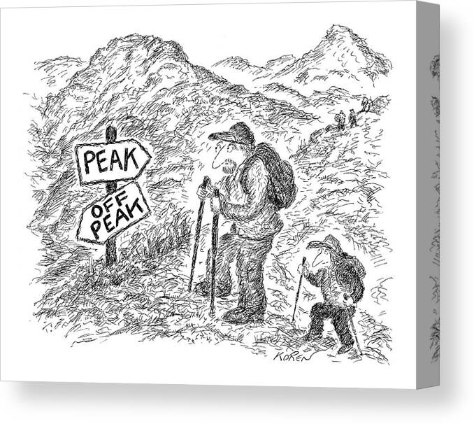 Word Play Hiking Problems

(signpost On A Mountain Reads Canvas Print featuring the drawing New Yorker April 18th, 2005 by Edward Koren
