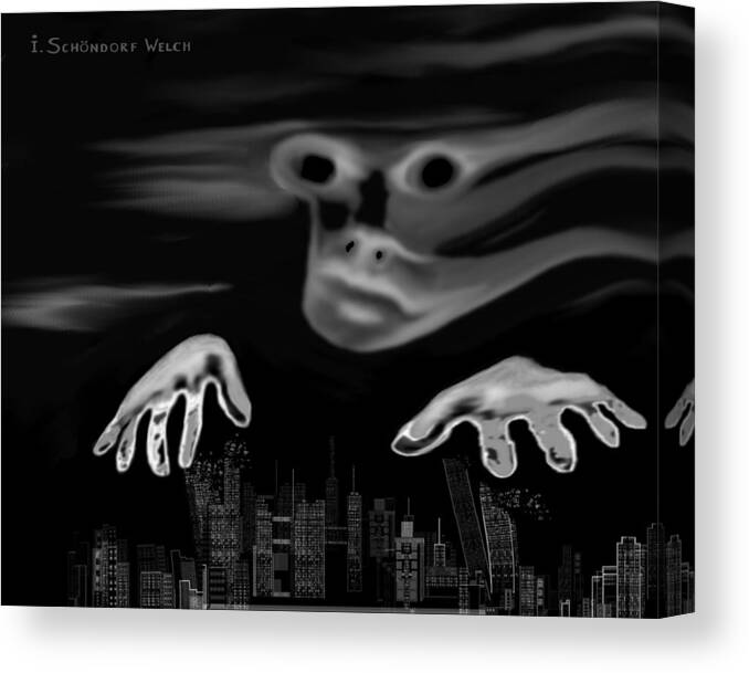 Sky Canvas Print featuring the digital art 412 - Great Global Player by Irmgard Schoendorf Welch