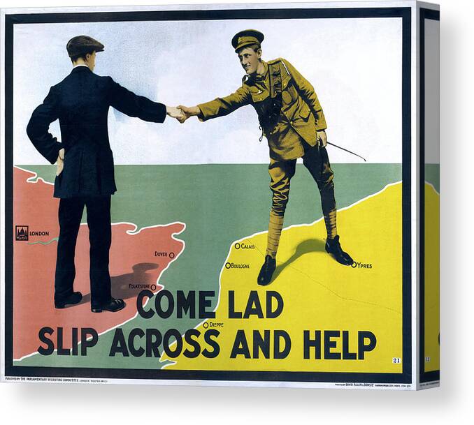 1915 Canvas Print featuring the drawing Wwi Poster, 1915 #6 by Granger