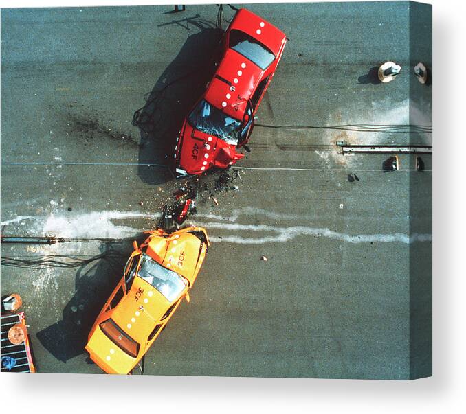 Accident Canvas Print featuring the photograph Crash Testing #7 by Trl Ltd./science Photo Library