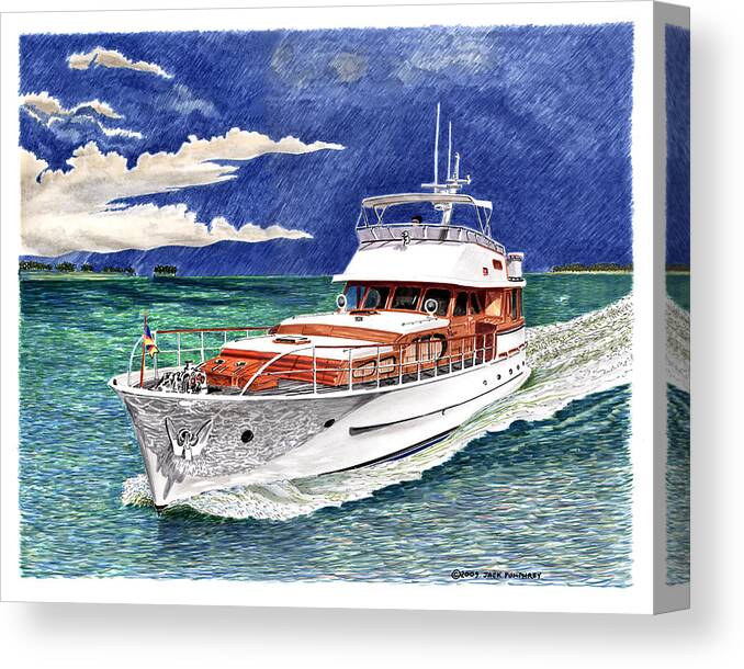 Yacht Portraits Canvas Print featuring the painting 72 foot Fedship Yacht by Jack Pumphrey