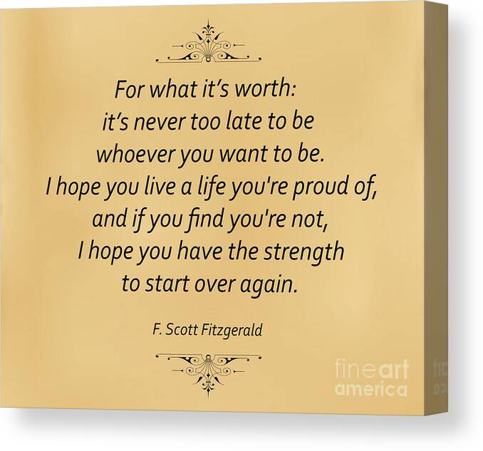 F. Scott Fitzgerald Canvas Print featuring the photograph 74- F. Scott Fitzgerald by Joseph Keane