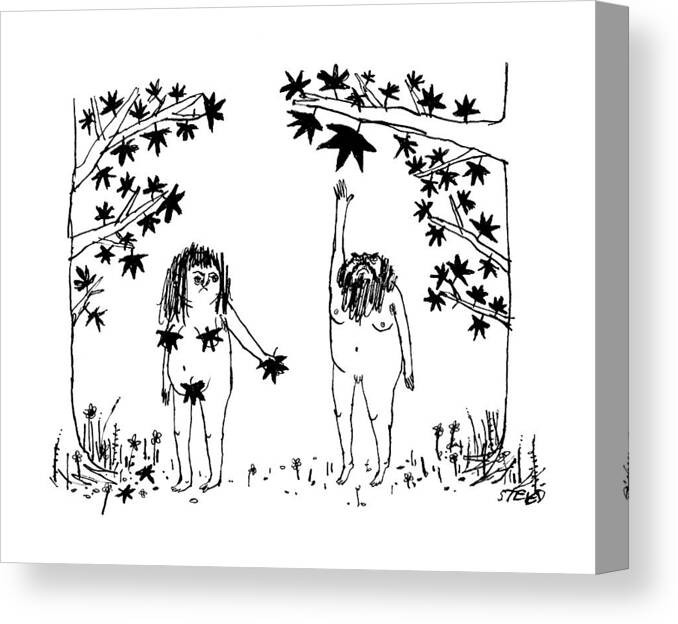 Adam And Eve Canvas Print featuring the drawing New Yorker December 12th, 2016 by Edward Steed