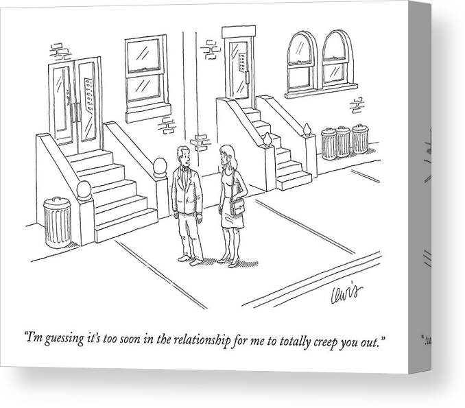 Date Canvas Print featuring the drawing I'm Guessing It's Too Soon In The Relationship by Eric Lewis