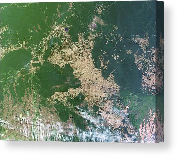 Forest Canvas Print featuring the photograph Deforestation In The Amazon #9 by Nasa Earth Observatory