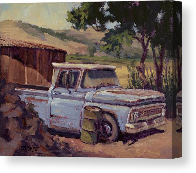 Truck Canvas Print featuring the painting Waiting for Work by Jane Thorpe