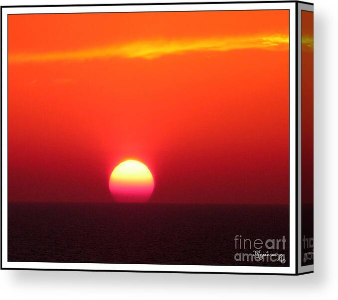 Sunset Canvas Print featuring the photograph A Cooling Dive by Mariarosa Rockefeller